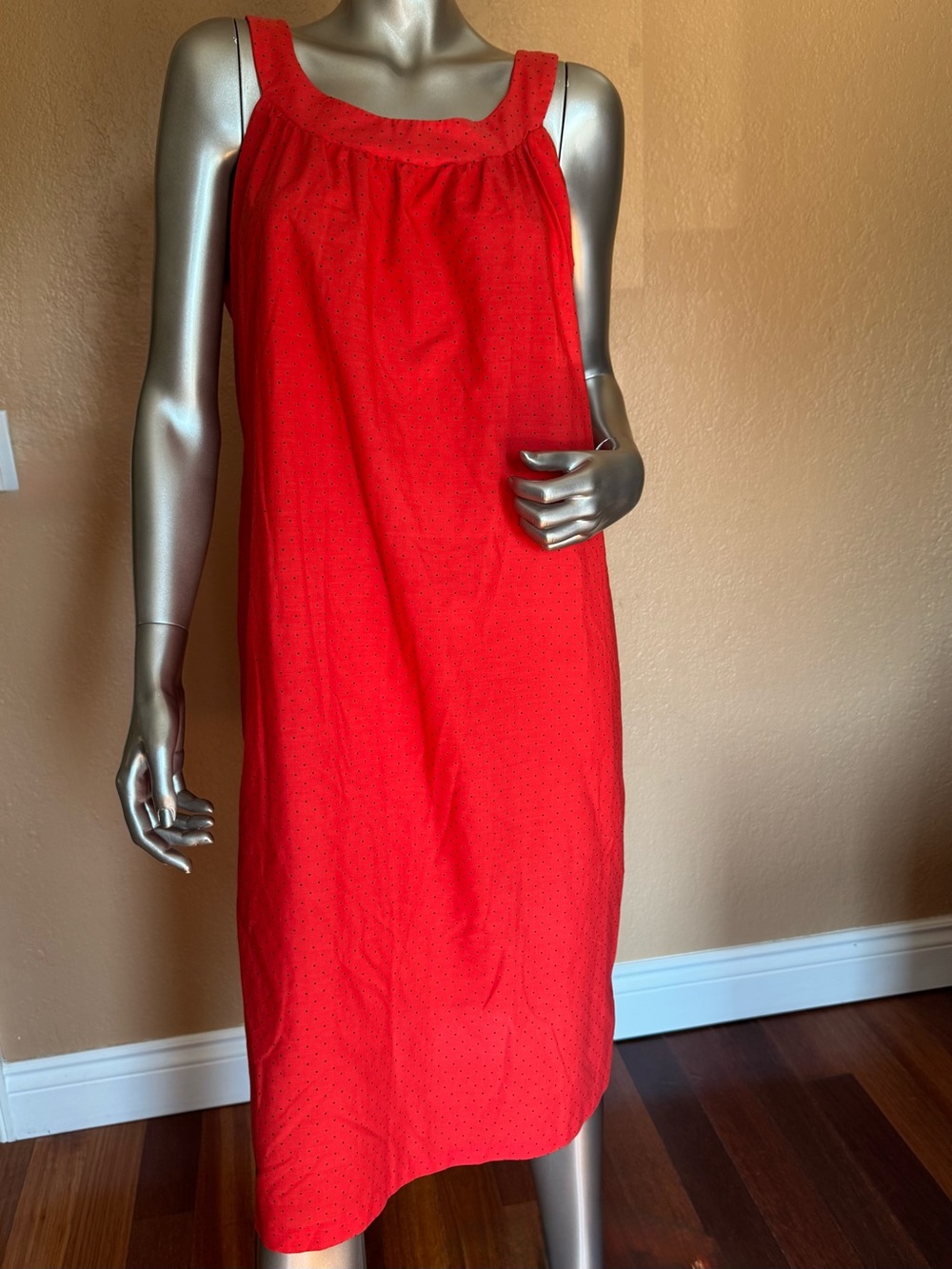 1970s Vintage Sears Red Polkadot Lightweight Shift Dress